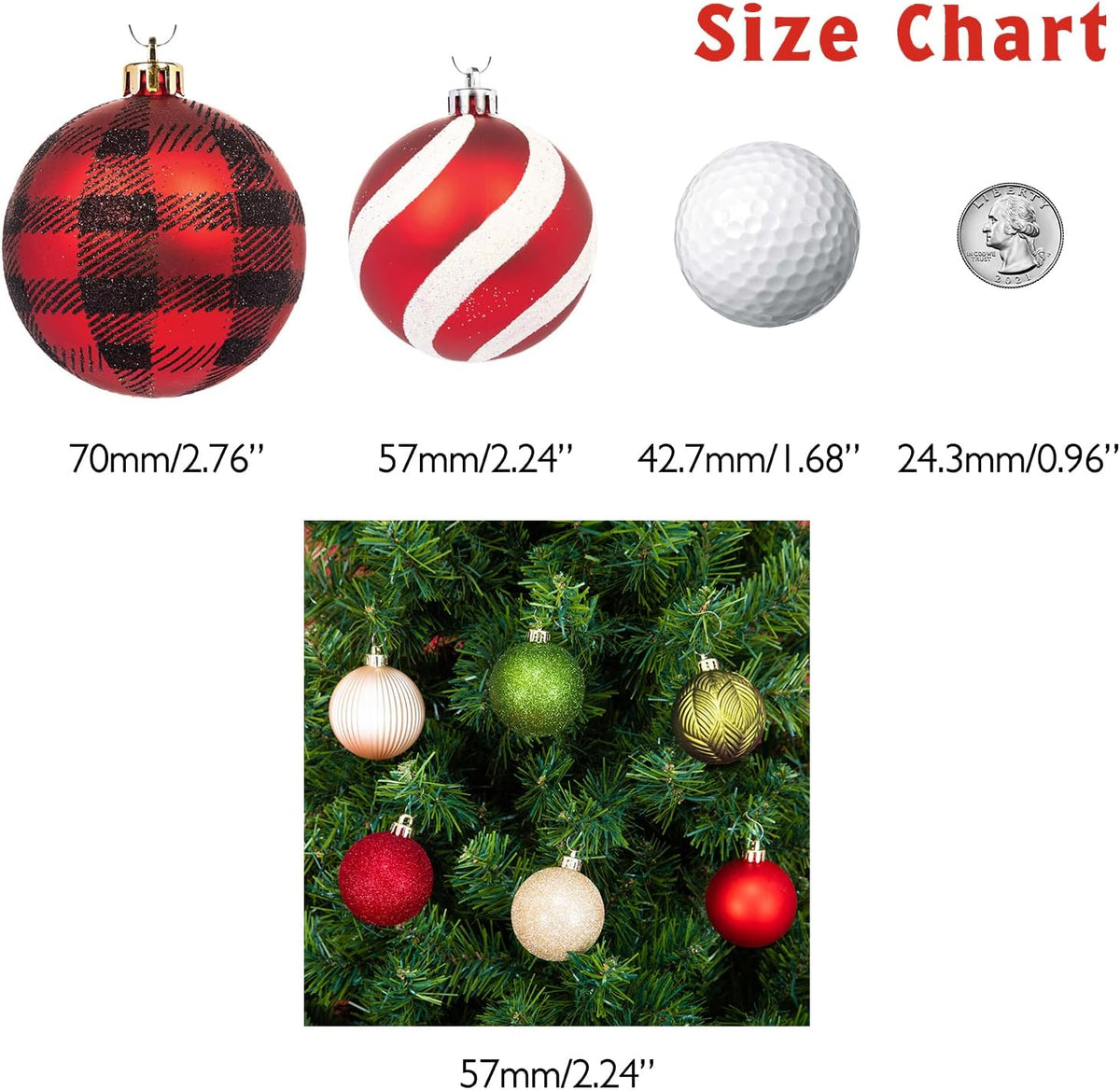 Every Day is Christmas Ornaments, Shatterproof Christmas Tree Ornament Set, Christmas Balls Decoration 50 Count (2.24"/57mm, Woodland)