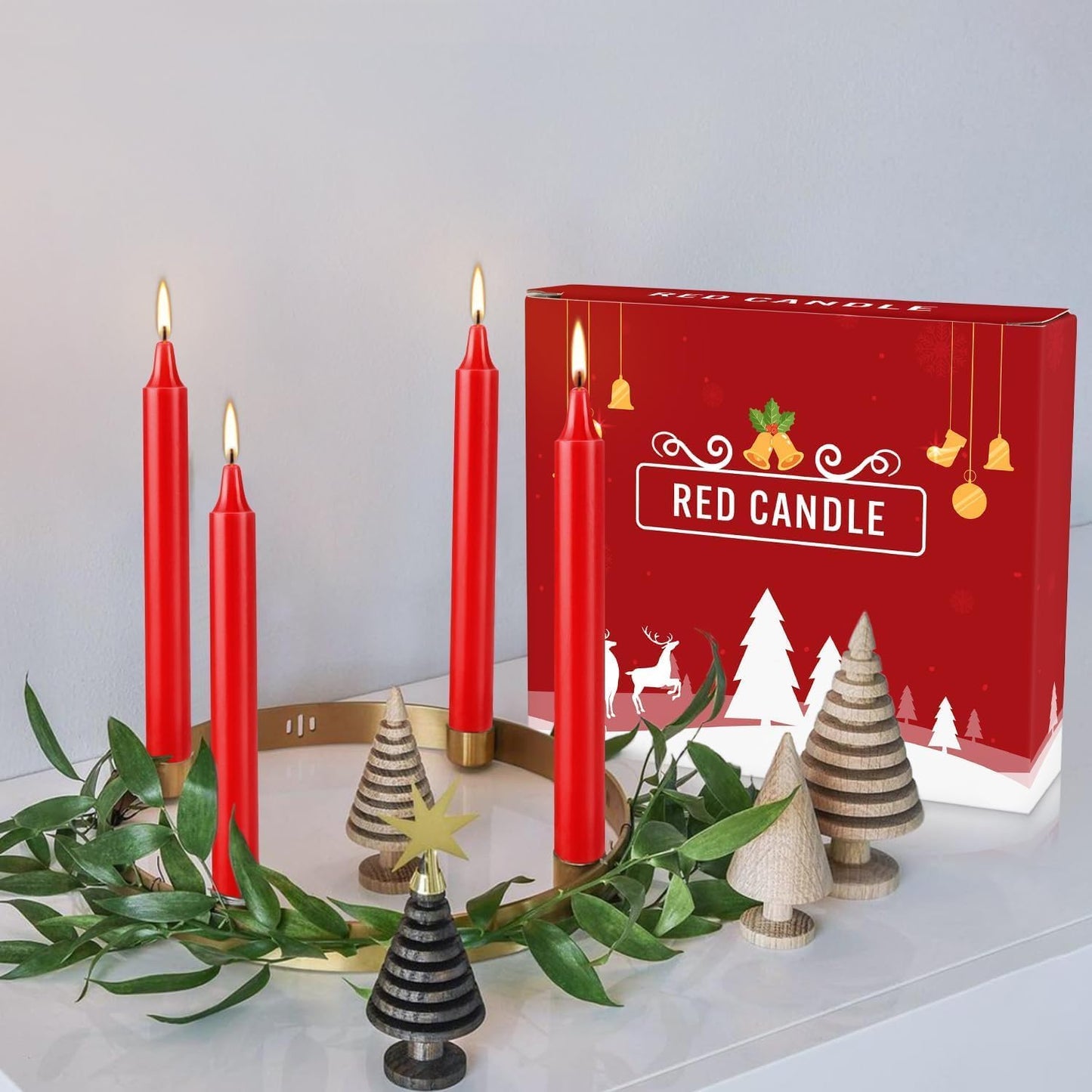 Red Candles Set of 40, 4" Red Spell & Chime Candles, Unscented Mini Taper Candle for Witchcraft, Wiccan Altar, Magic Tools, Rituals, Prayer, Meditation and Christmas Party Decoration