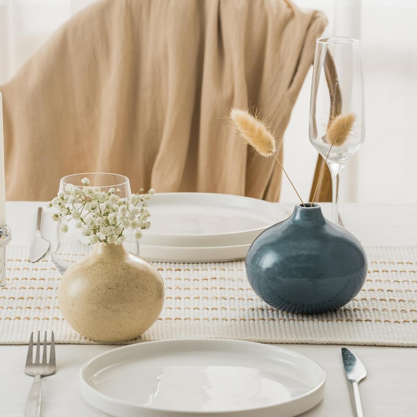 Ceramic Vase Set of 3,Small Vase for Home Decor,Mini Flower Vase, Decorative Vase for Table Living Room,Bedroom, Kitchen, Bathroom, Bookshelf