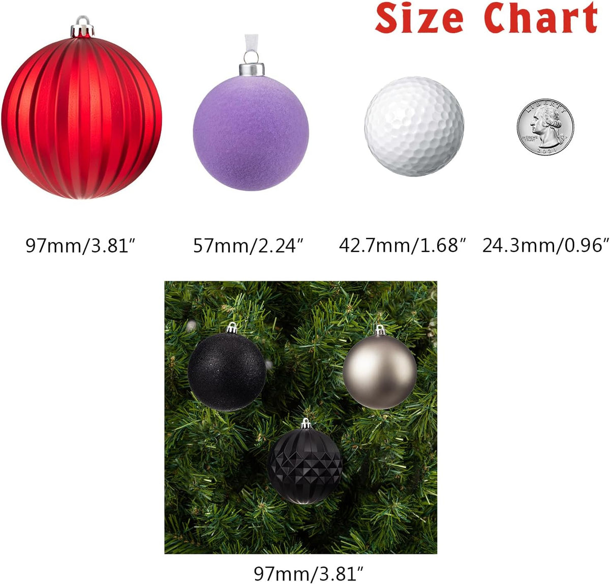 Every Day is Christmas 20ct Shatterproof Plastic Christmas Ornaments, 3.6" Round Balls, Multicolored, Christmas