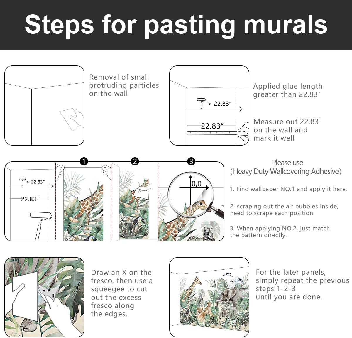 -Tropical Rainforest Plants Animals Tigers Fabric Wallpaper Jungle Plants Banana Leaves Boys Girls Kindergarten Children Bedroom Large Mural- 91"x65"( not Peel and Stick)