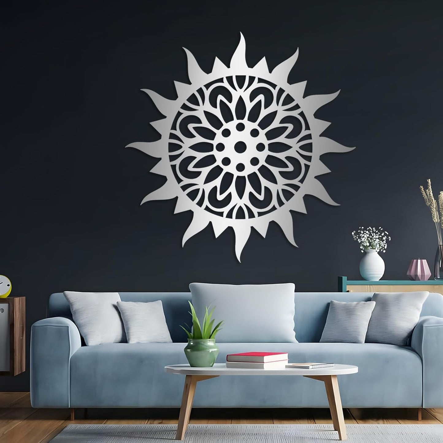 Sunburst Metal Wall Decor, Metal Sun Wall Decor, Metal Sun Flower Wall Art, Outdoor Metal Sun Wall Art, Sun Burst Wall Decor, Home Decor, Patio Decor, Wall Art for Living Room, Bedroom (Gold, 32"x32"|80x80cm)
