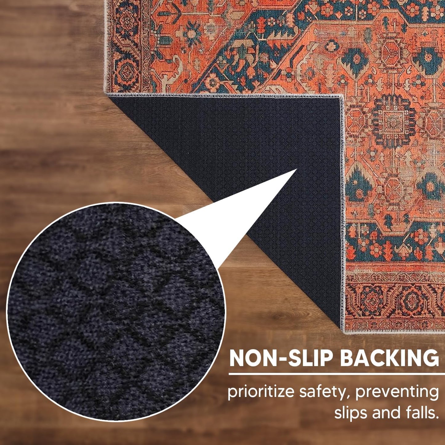 Keen Home Design 2x3 Rug - Machine Washable Entry Rug with Non-Slip Backing, Ideal for Enteryway, Kitchen, Bathroom, Laundry Room - Vintage, Easy Clean, Durable, Low Pile Rug - (2' x 3')