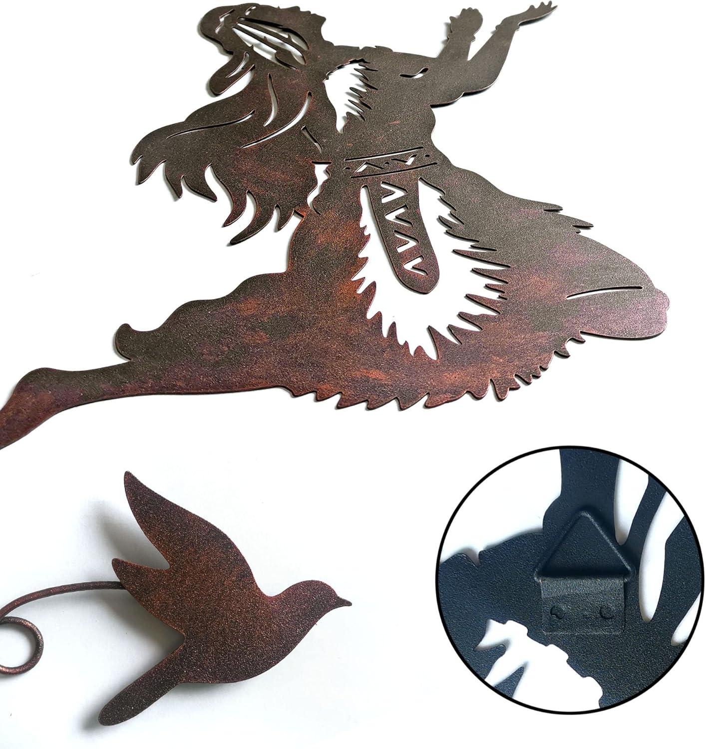 Native American Southwest Metal Wall Art Elf Woman West Indian Style Set of 2