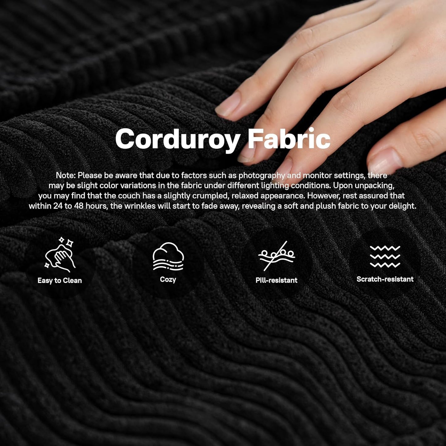 104" Cloud Sectional Couches for Living Room,L Shaped Boneless Couch in A Box,Sleeper Sofa with Comfy Chaise No Assembly Required,Black