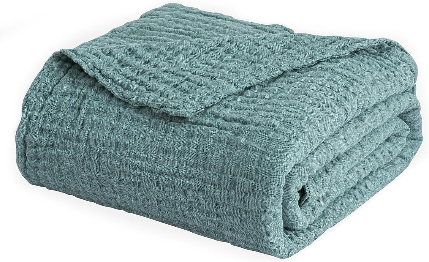 EMME Muslin Baby Blankets 100% Cotton 4-Layer Swaddle 40"x50" Lightweight Soft Breathable for Toddler, Infant, Newborn All Season Gauze Blanket, Teal