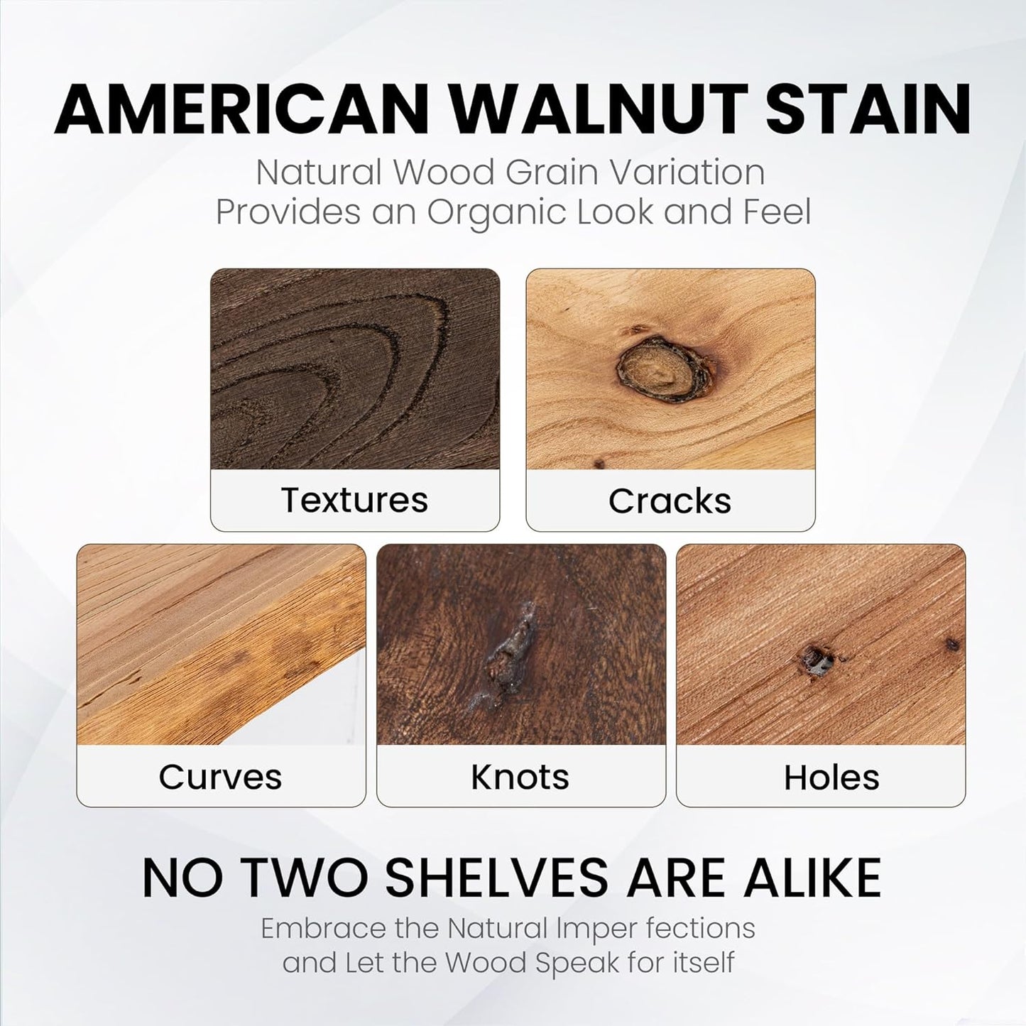 Fun Memories Floating Shelves for Wall, 24 Inhc Floating Shelves Wall Mounted, Rustic Live Edge Elm Wood Shelf, Heavy-Duty Storage Shelves for Books, Bathroom, Kitchen, Walnut Finish, Set of 2
