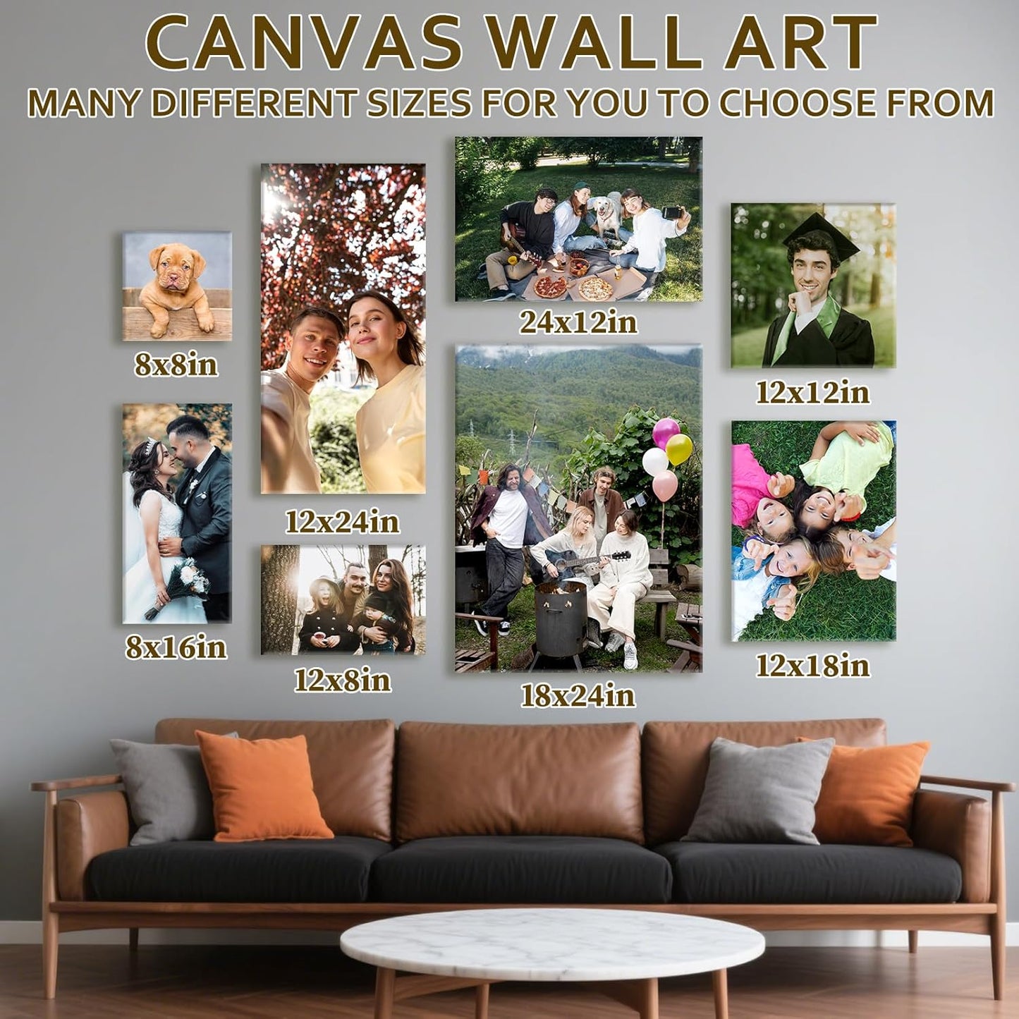 Custom Canvas Prints with Your Photos - Personalized Pictures Print, Customized Photo Gifts, Wall Art Poster Canvas Printing for Wedding, Family, Baby, Pets, Home Office Decor, Wrapped Frame 30x20