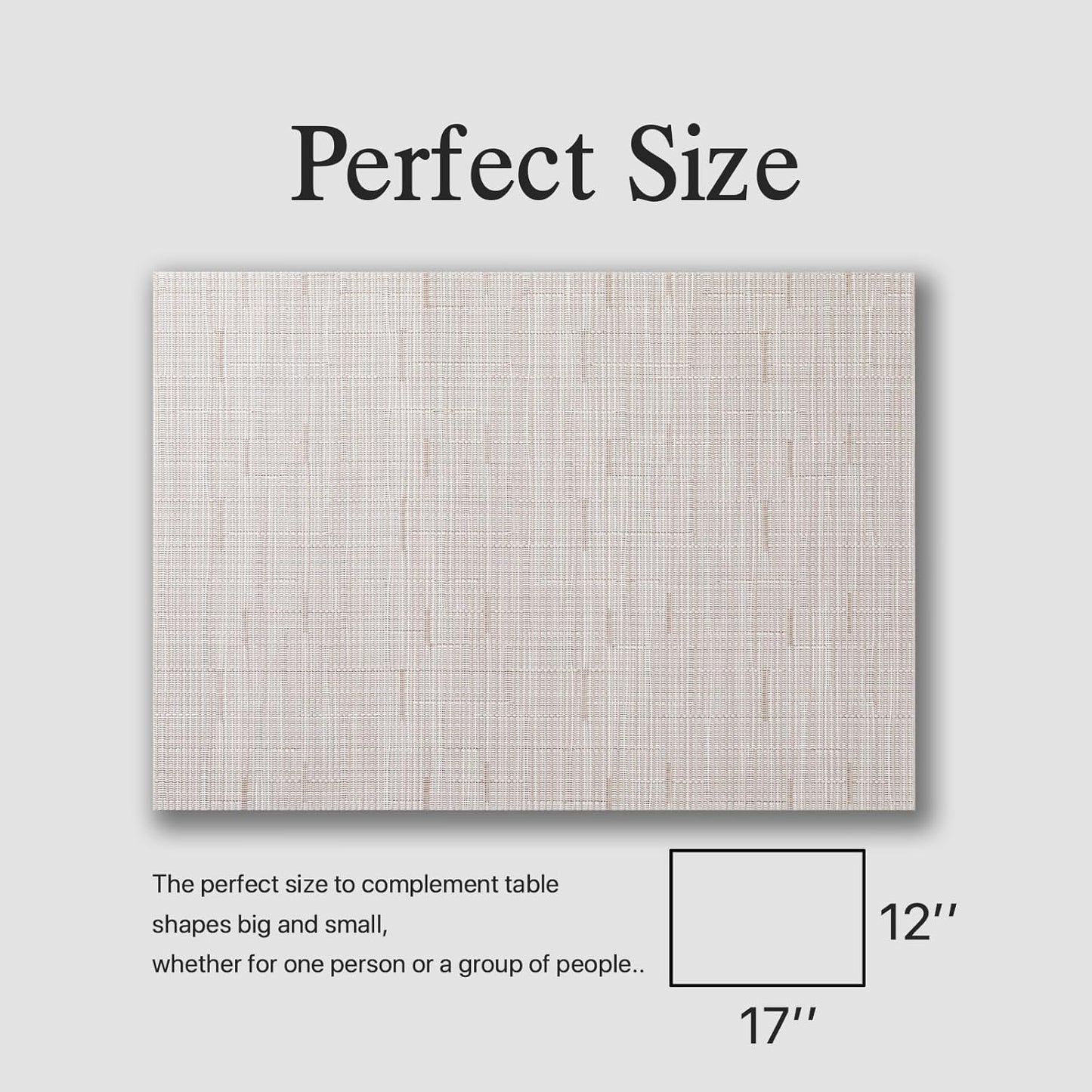 Placemats Set of 4 - Easy Clean Woven Vinyl Placemats for Dining Table, Indoor/Outdoor Place Mats, Washable PVC Table Mats (Pale Beige)