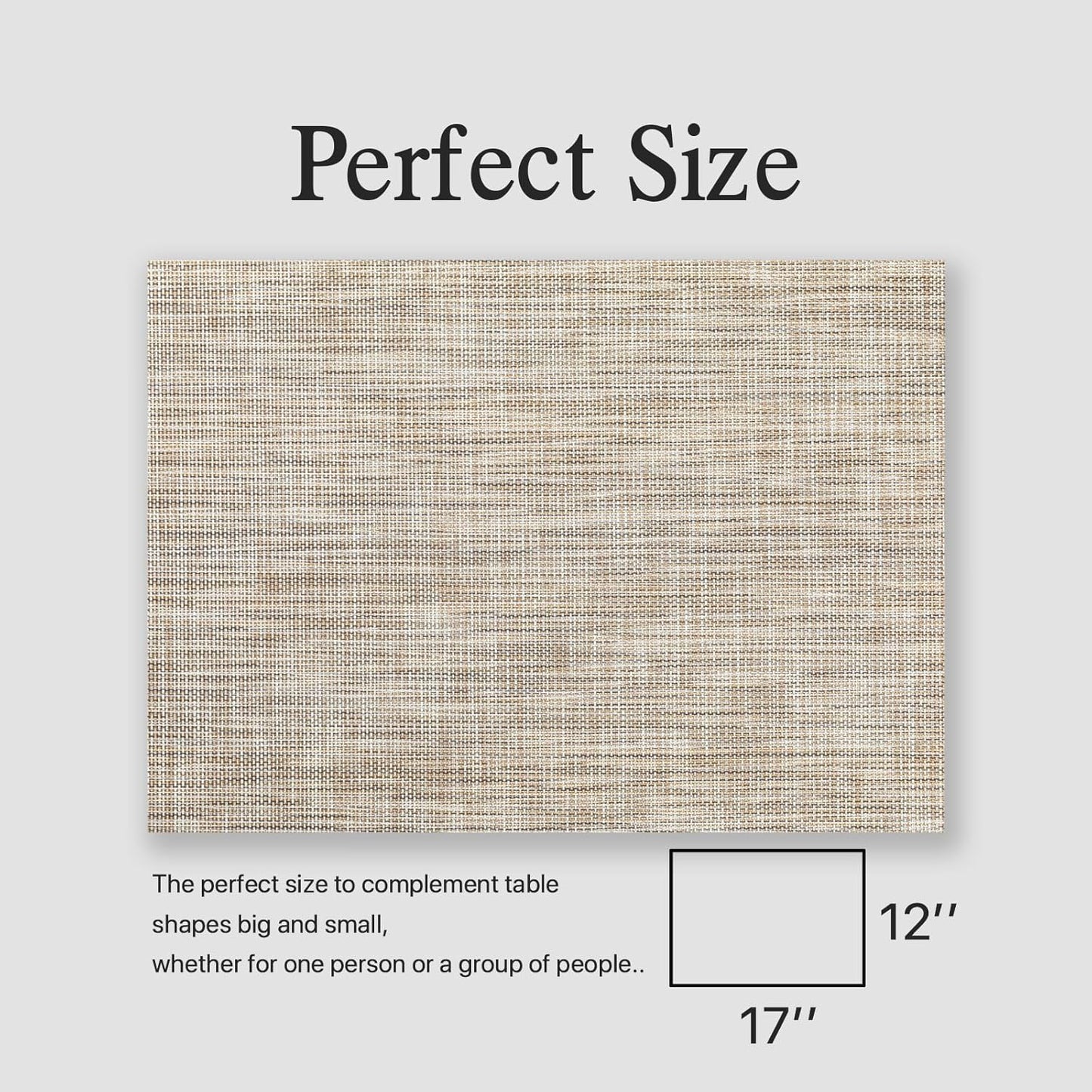 Placemats Set of 8 - Easy Clean Woven Vinyl Placemats for Dining Table, Indoor/Outdoor Place Mats, Washable PVC Table Mats(Caramel)