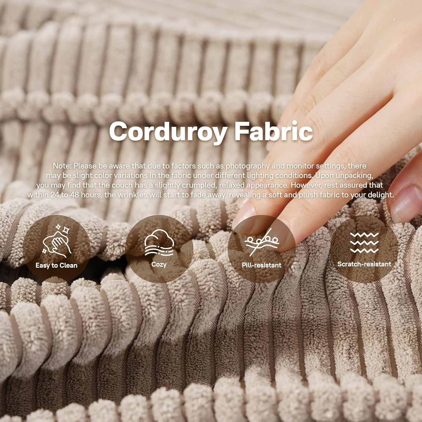 104" Cloud Sectional Couches for Living Room,L Shaped Boneless Couch in A Box,Sleeper Sofa with Comfy Chaise No Assembly Required,Camel