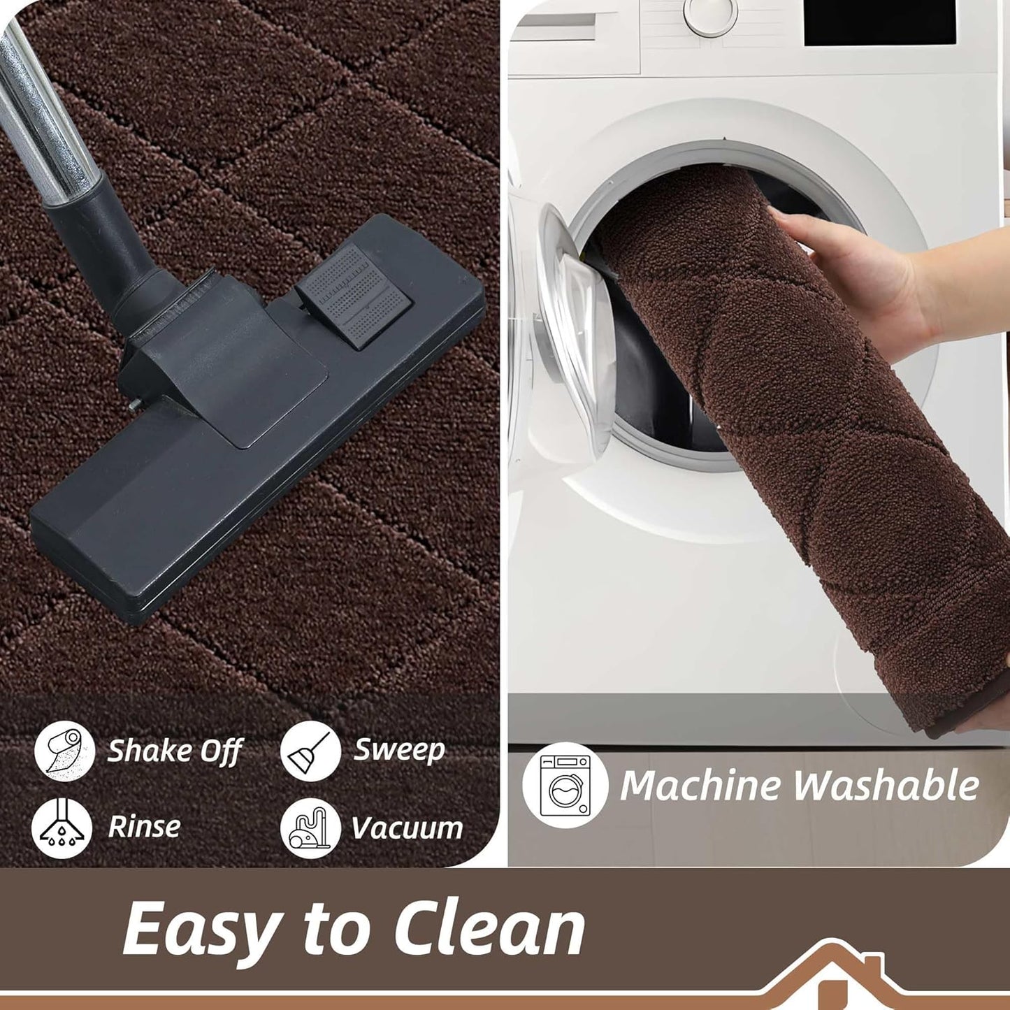 BEQHAUSE Dirt Trapper Door Mat 36" x 60", Doormat Non-Slip Entryway Rugs Washable, Dog Door Mat Stain Resistant and Absorbent Welcome Floor Mat for Front Back Door, Muddy Wet Shoes & Paws, Brown