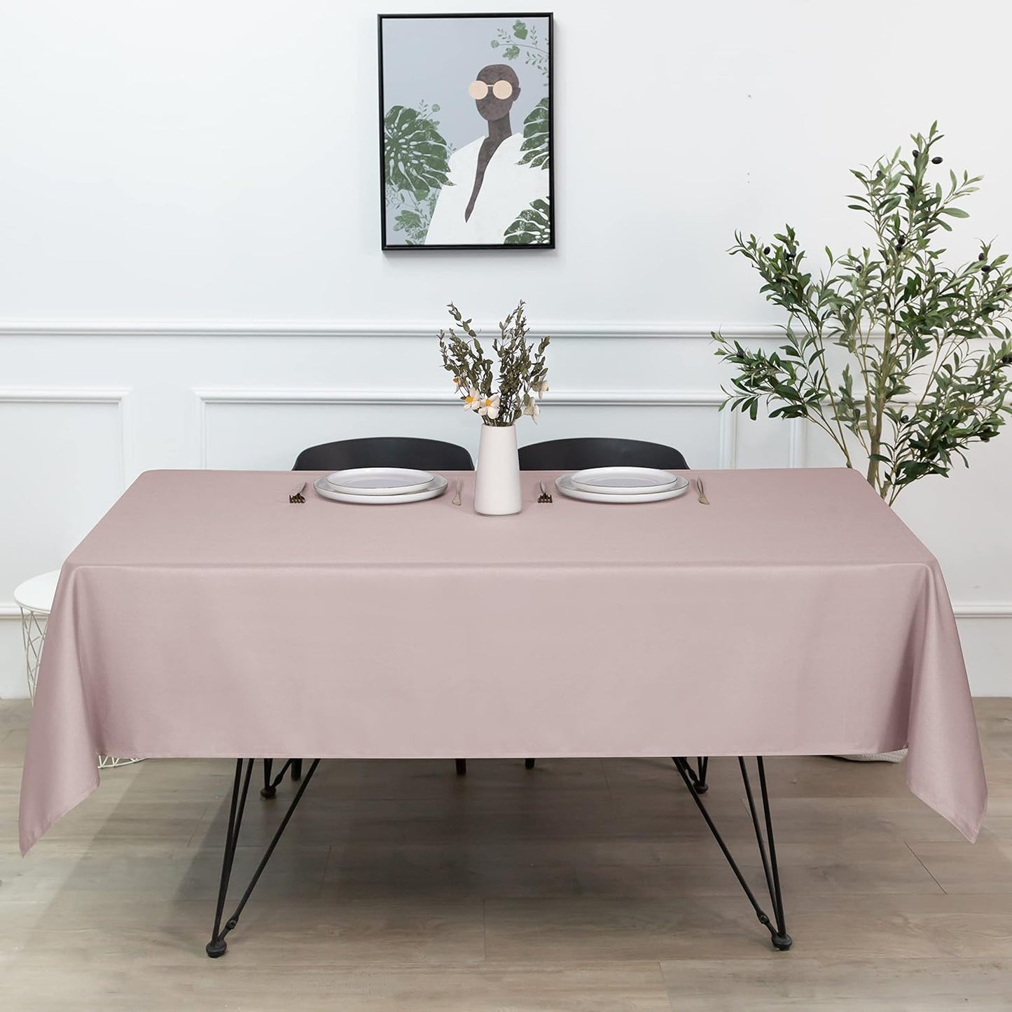 sancua Square Tablecloth - 70 x 70 Inch - Stain and Wrinkle Resistant Washable Polyester Table Cloth, Decorative Fabric Table Cover for Dining Tables, Buffet Parties and Camping, Blush