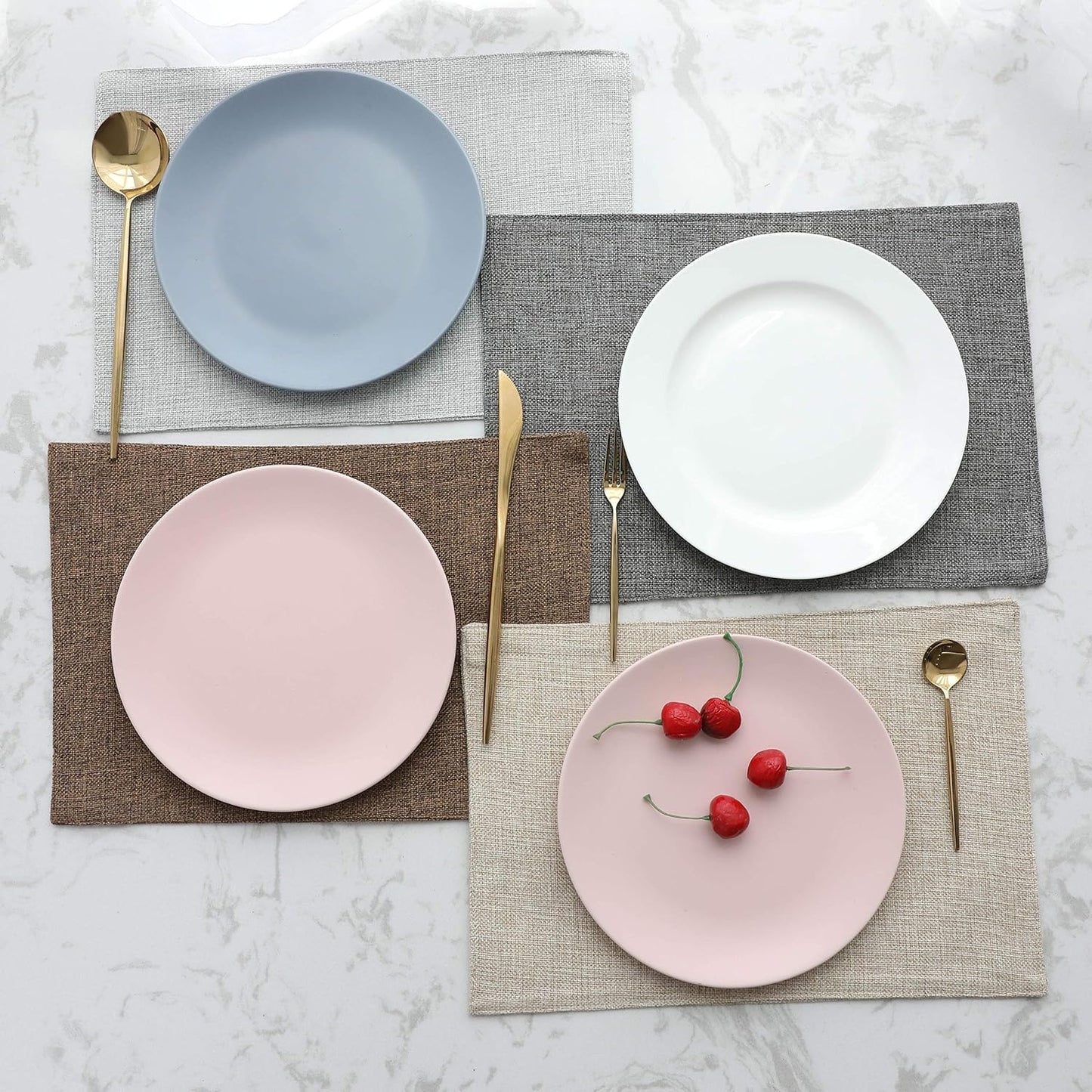 Home Brilliant Set of 8 Placemats Blue Placemats Heat Resistant Dining Table Place Mats Kitchen Table Mats, Navy Blue