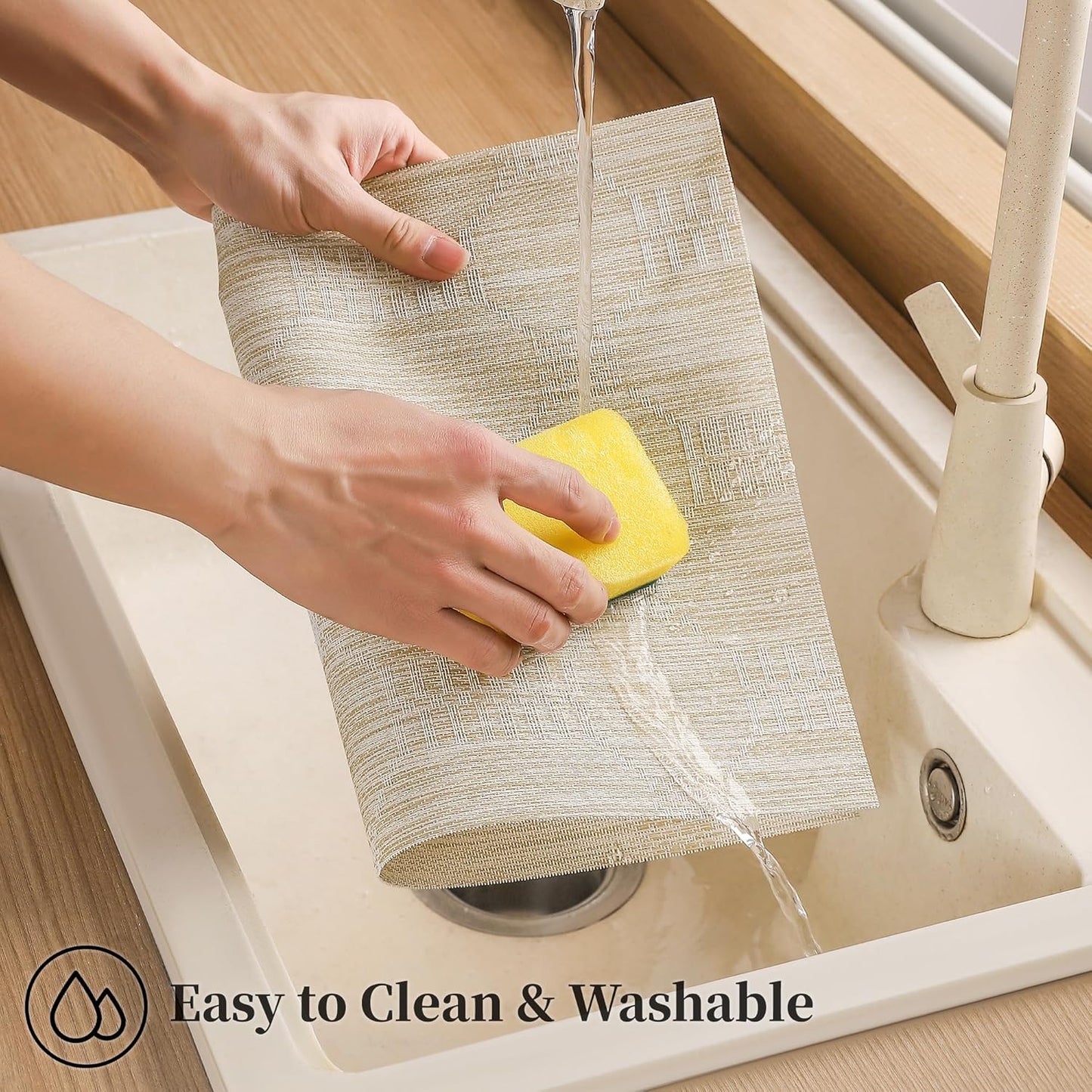 Leetaltree Wheat Placemats Set of 12 - Heat Resistant Non-Slip Place mats for Dining Table, Washable Durable PVC Vinyl Woven Table Mats(Wheat, 12)