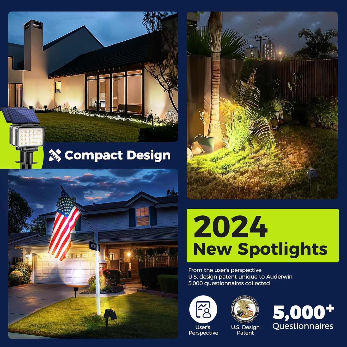 Solar Spot Lights Outdoor Waterproof for Flag, Tree, House, Garden, Yard, Landscape Spotlights for Accent Uplighting Halloween Christmas Decorations-4 Pack