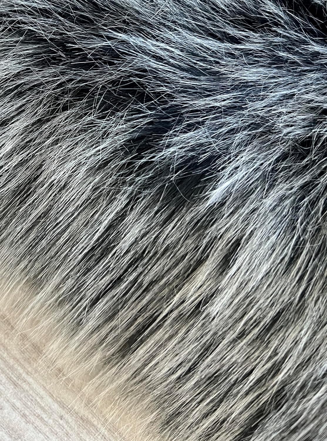 LAMBZY Faux Sheepskin Super Soft Hypoallergenic Free Shape Silky Shag Rug, Luxury Shaggy Silky Plush Carpet for Bedrooms Living Kids Room Sofa Rugs (Black with White Tips, Octo 8 Pelts 6'x8')