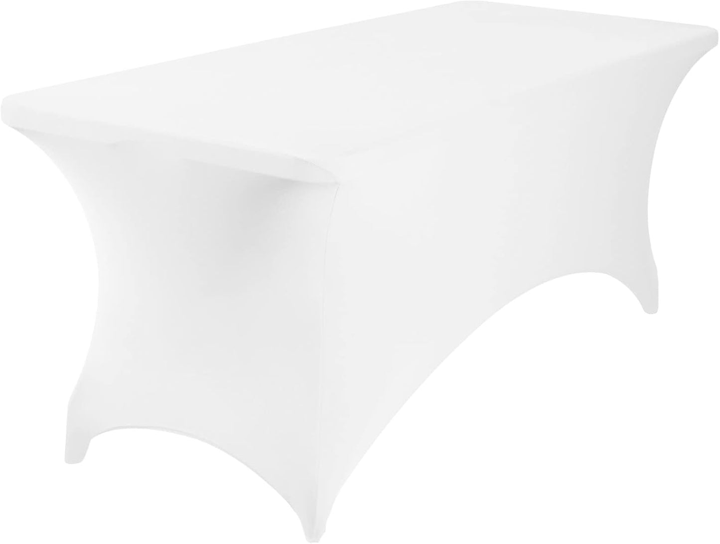 Spandex 6ft Waterproof Table Cover for Party,Wedding, Banquet, and Events(White)