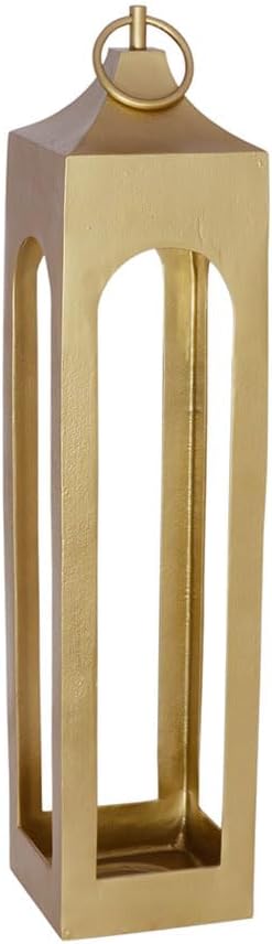 Large Brass Lantern, Rustic Metal Decorative Lantern, Candle Holder for Indoor & Outdoor, Home Decor for Patio, Garden & Tabletop, Hanging Lantern for Parties & Weddings