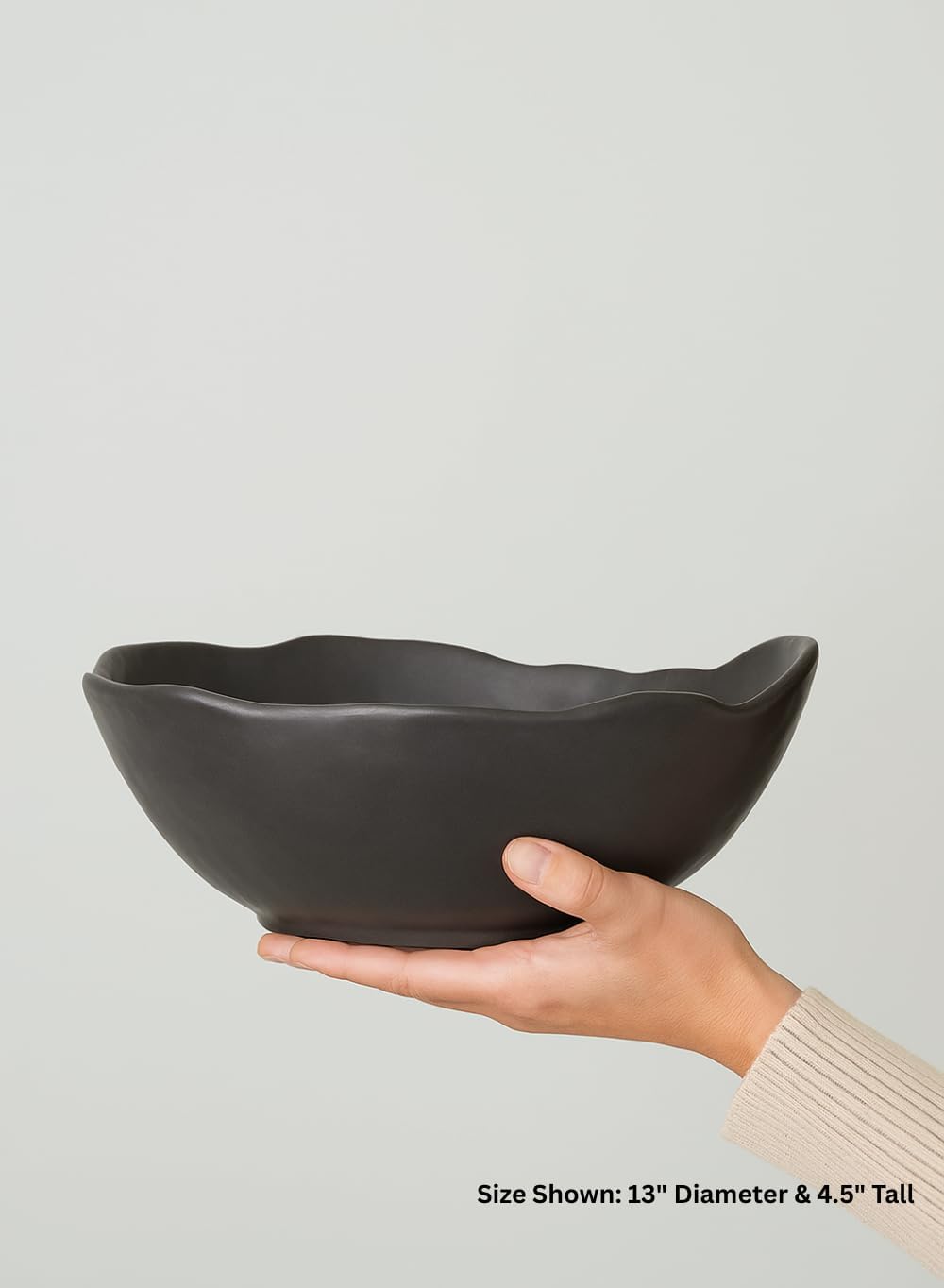 Serene Spaces Living Ceramic Collection of Plates, Bowls, Vases- Dinnerware, Centerpiece for Vintage Weddings, Events (Black - XXL - Pack of 4)