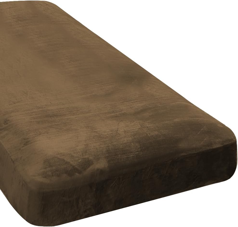 H.VERSAILTEX Velvet Stretch Individual Chaise Cover Sectional Couch Covers for L Shaped Sofa Both Left/Right Furniture Protector Seat Cushion Sofa Cover (1 Piece Chaise Cover, Bronze Brown)
