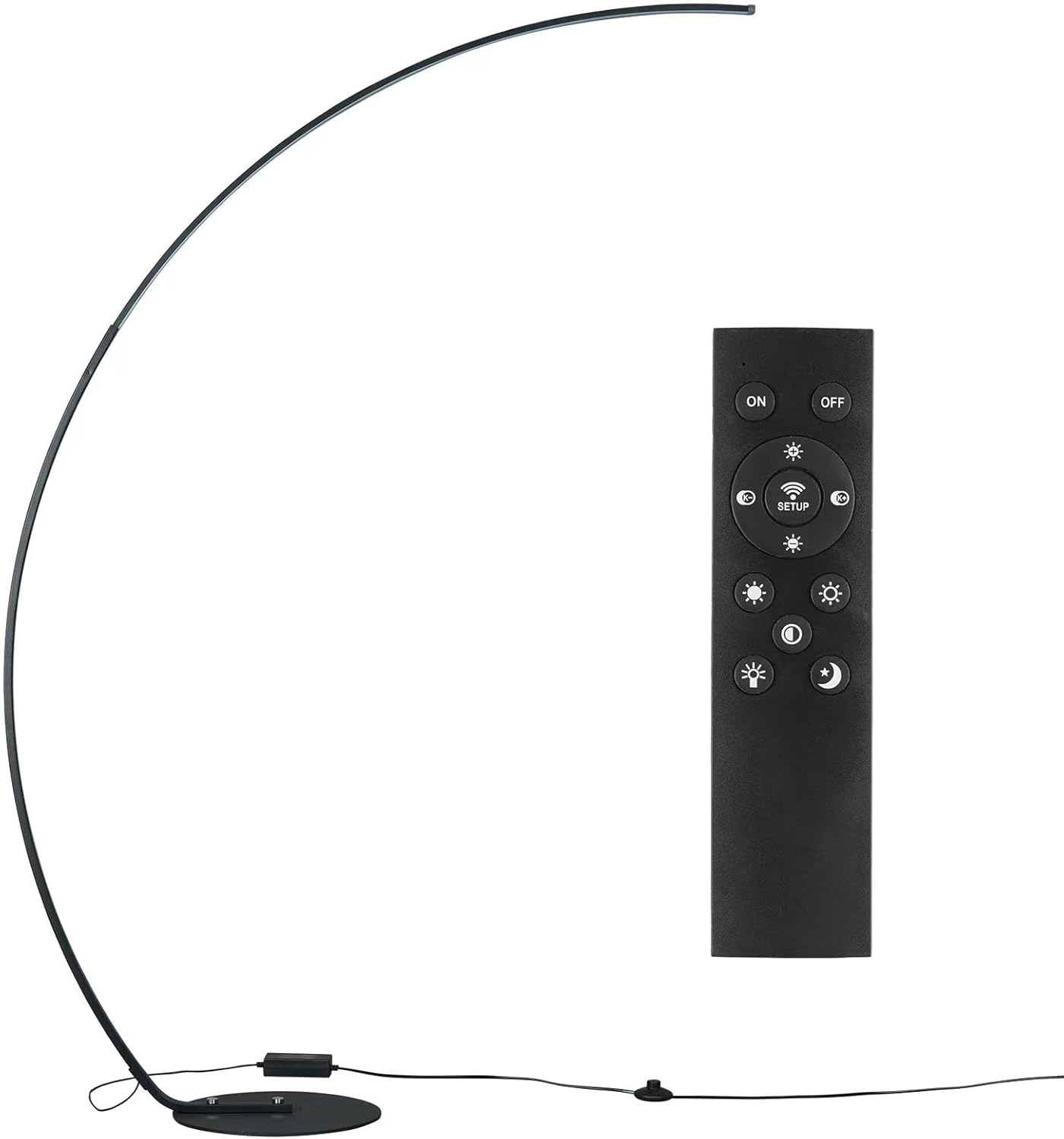 NUÜR Arc Floor Lamp, 67" Tall Black Gold LED Modern Standing Floor Lamp with Remote Control, Arched Bright Floor Lamps for Living Room Bedroom Office Home (Black)