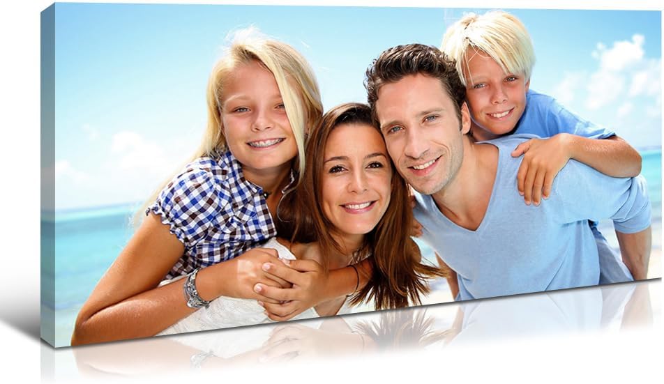 Wewejia Custom Canvas Prints with Your Photos for Family, 40x20inch Personalized Canvas Picture Wall Prints Best Custom Wall Decor for Living Room Bedroom Dining Room Office Easy to hang