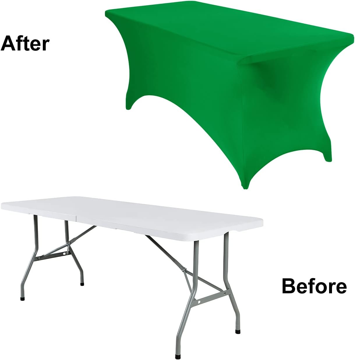 4Pack Spandex Waterproof Table Covers 6ft，Spandex 6ft Waterproof Table Cover for Party,Wedding, Banquet, and Events(Emerald)