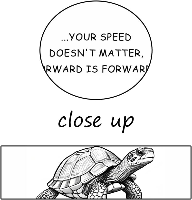 WYJDFART Turtle Motivational Quote ‘SPEED DOESN'T MATTER, FORWARD IS FORWARD...’ inspirational Wall Art Printed Modern Artwork For Office School Home Decor Framed Ready to Hang [12" W X 18" H]