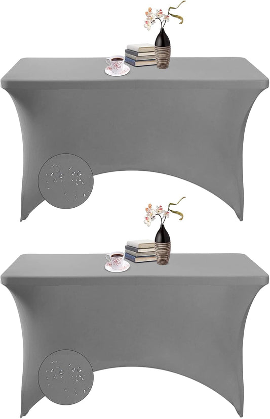 2Pack Spandex Waterproof Table Covers 4ft，Spandex 4ft Waterproof Table Cover for Party,Wedding, Banquet, and Events(Gary)