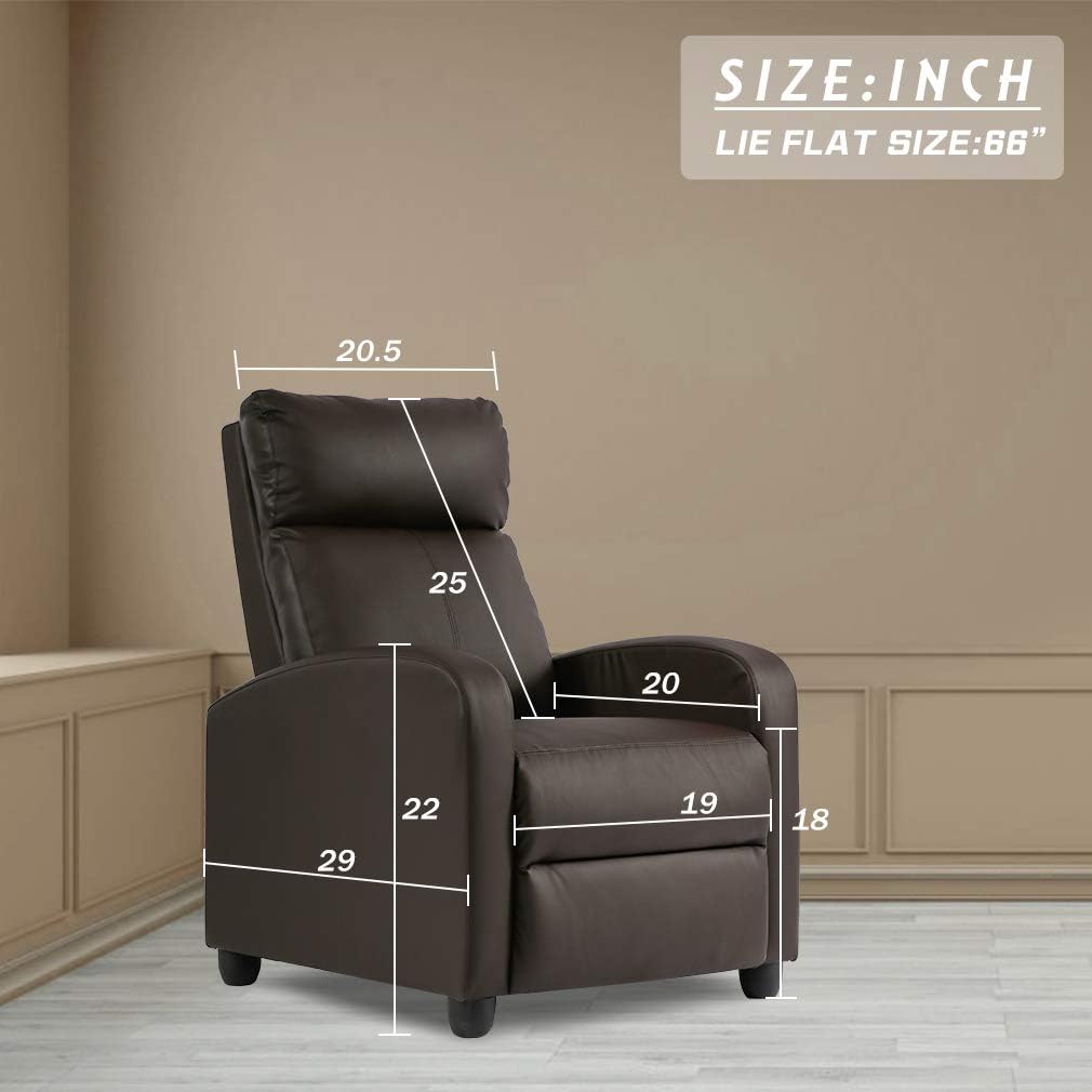 BestMassage | Recliner Chair | with 2 Point Massage Function | Pu Brown | with Lumbar Support, Adjustable Push Back, Footrest & Padded Seat | Easy Assembly | for Living Room, Home Theatre