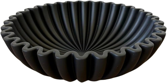 OAKOA Concrete Black Decorative Bowl for Home Decor - Black Bowl Decor - Modern Coffee Table Key Bowl for Entryway Table