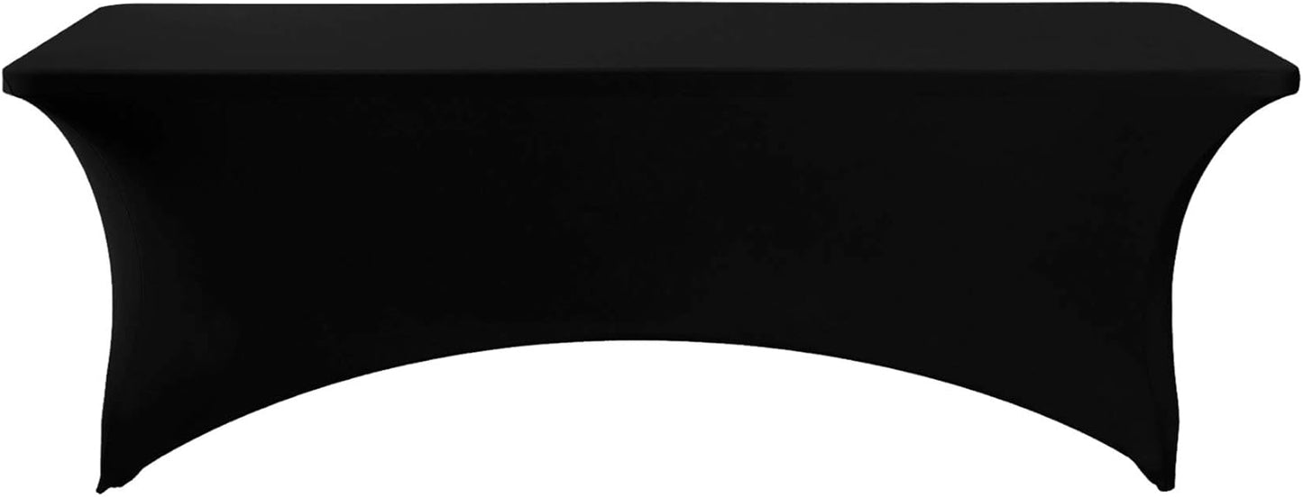 Spandex Table Cover for 8FT or 4ft or 6ft Table Universal Fitted Stretch Tablecloth for Party, Banquet, Wedding and Events-Black