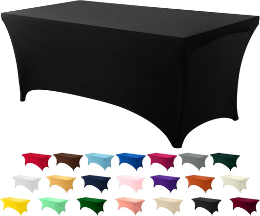 Utopia Kitchen 5ft Spandex Table Cloth Rectangle [1 Pack, Black] 200GSM Premium Stretch, Washable and Wrinkle Resistant Table Cover Fitted for Event, Wedding, Banquet [60Lx30Wx30H Inch]