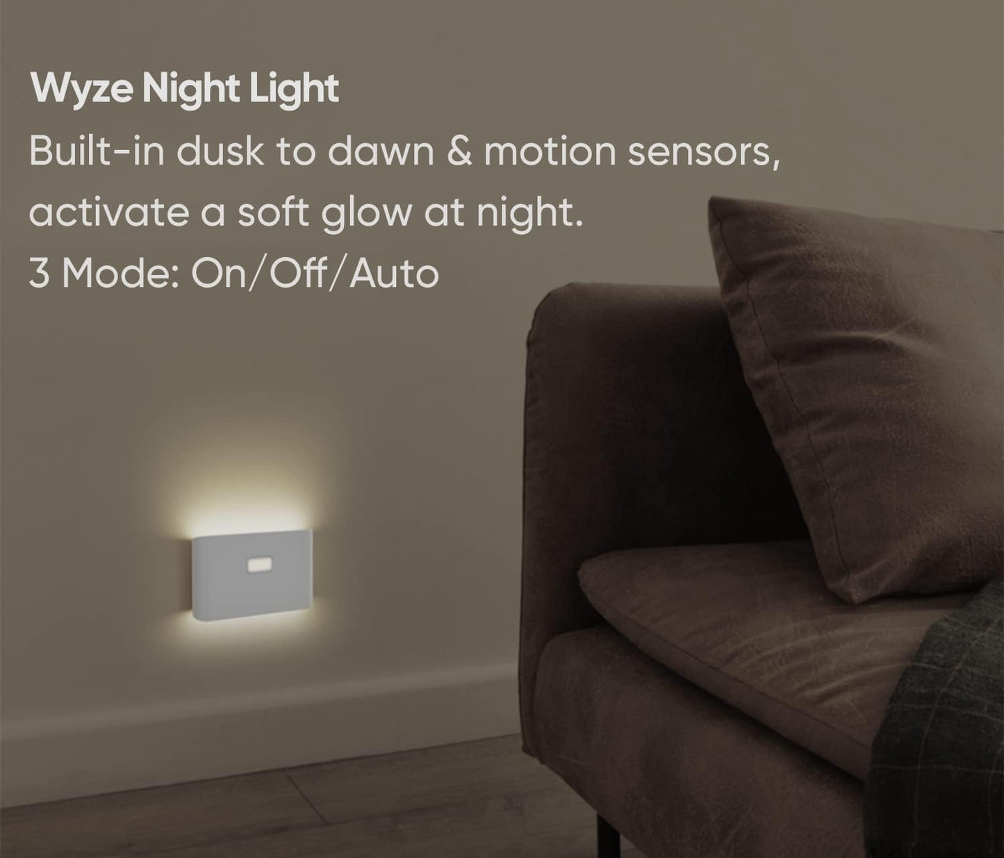 Rechargeable LED Night Lights with Motion & Dusk-to-Dawn Sensors - Soft White Stair Lights for Bathroom, Hallway, Bedroom - Magnetic Mount, Expandable Link System - 3 Pack