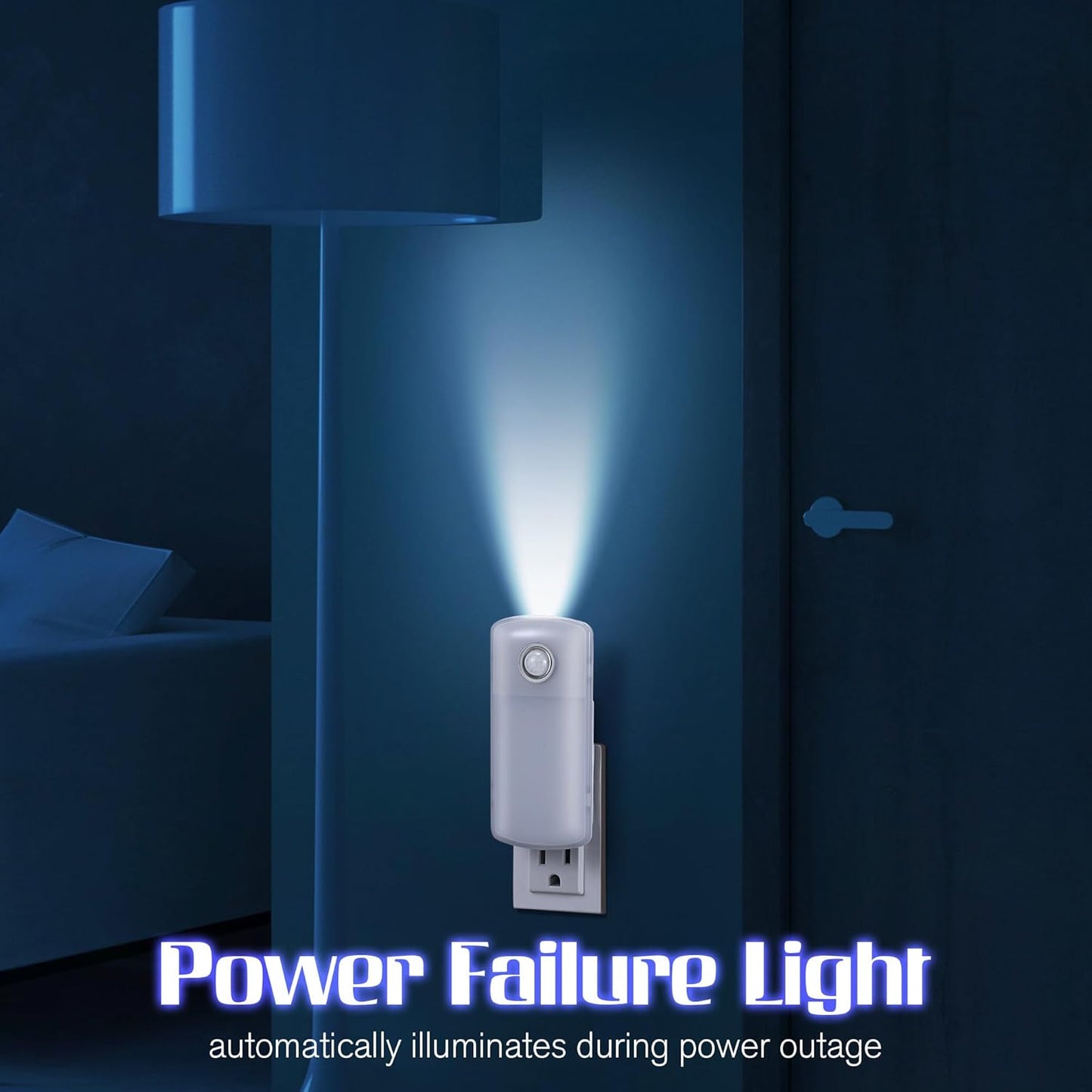 Enhon Emergency Power Failure Night Lights, 5-in-1 Multi Color LED Light, Rechargeable Flashlight with Foldable Plug, Automatic On Off Motion Sensor for Bedrooms, Hallways, Black Outs (6 Pack)