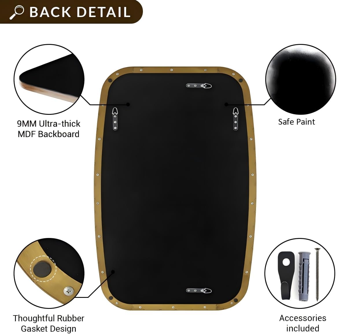 ANDY STAR 30x40” Gold Bathroom Mirror, Oblong Brass Mirror with Stainless Steel Metal Frame, Brushed Gold Oval Vanity Mirror for Over Sink, Modern Anti Rust Wall Mounted