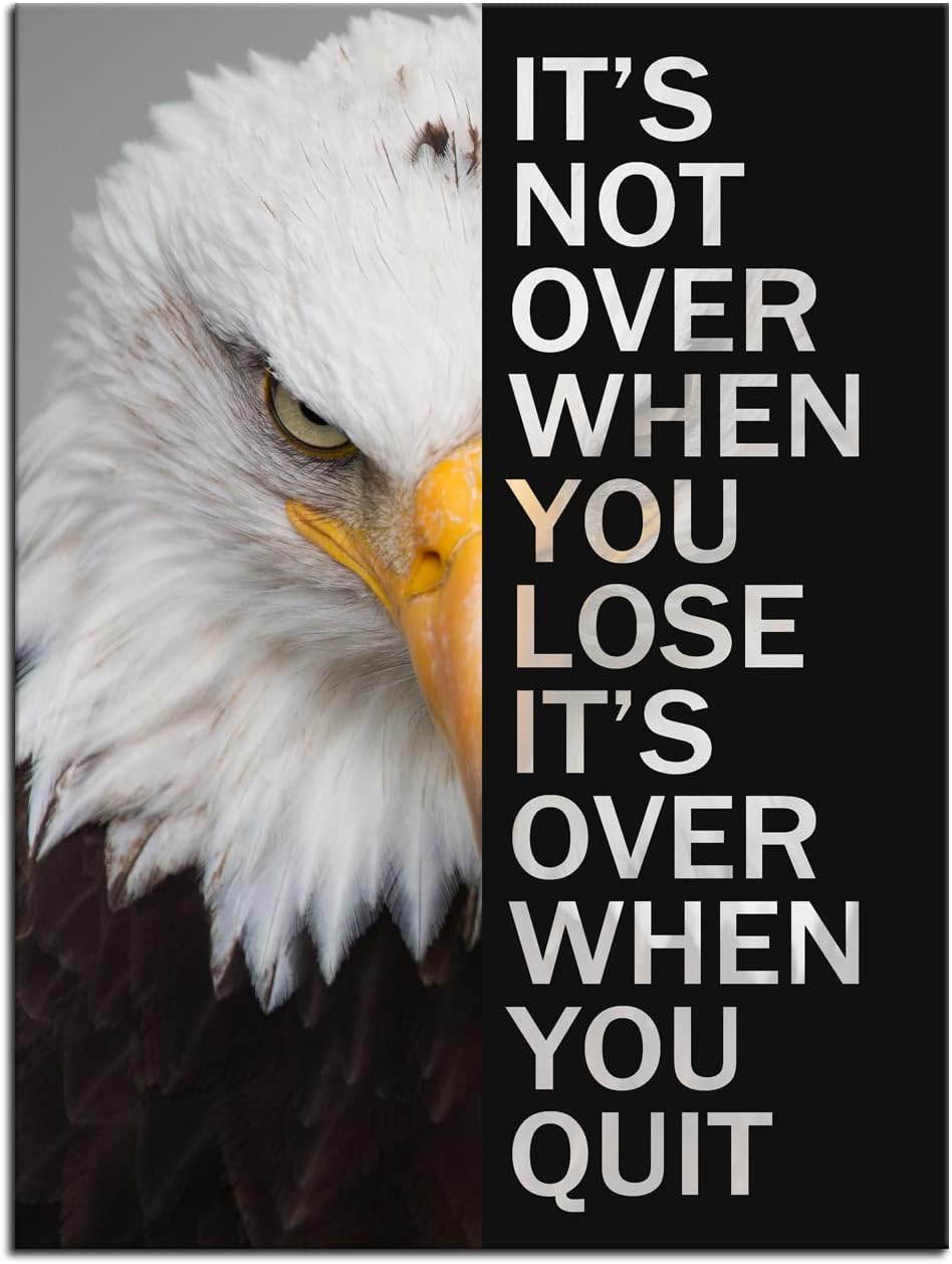 WYJZDZQ8 Eagle Inspirational Canvas Print Wall Art Animal Motivational Poster Animal Picture Painting Modern Inspiring Artwork for Home Living Room Office Decor Ready to Hang [18''W x 24''H]