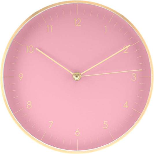 LUUK LIFESTYLE Elegant Wall Clock with Silent Movement, Modern and Minimalist Design, Gift idea for Moving-in, Decoration, in Pink and Gold