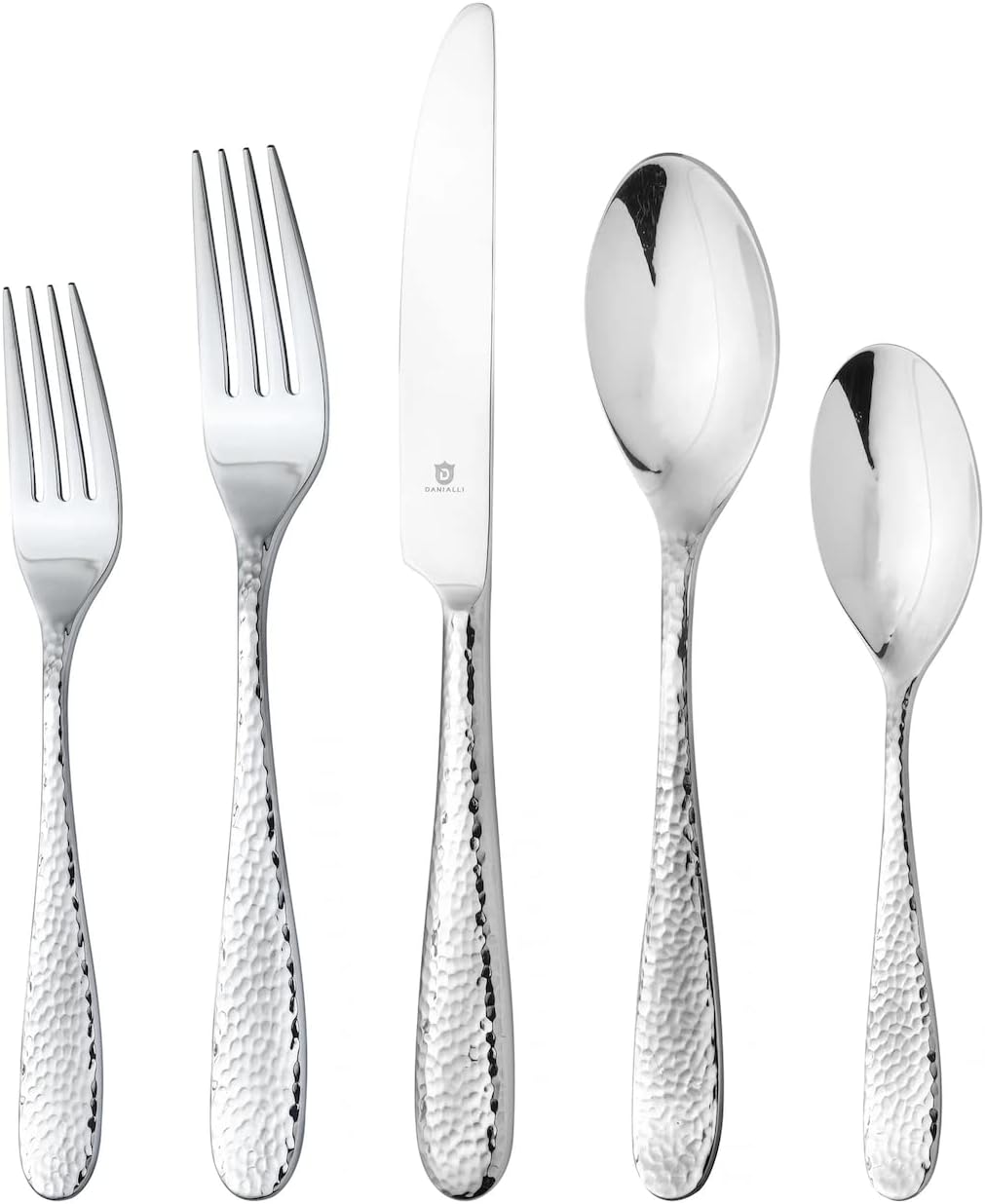 Premium 18/10 Stainless Steel Flatware – Fidenza, Fidenza Hammered, Marettimo, Marettimo Hammered, and Mezzano Engraved collections (60-Piece, Mezzano Engraved)