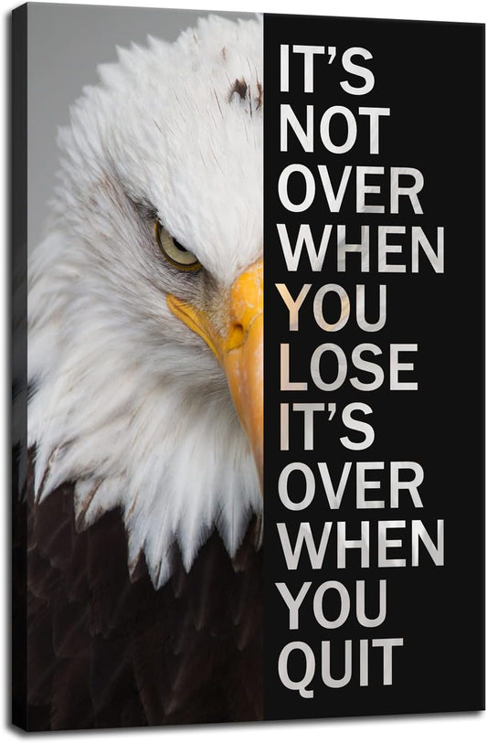WYJZDZQ8 Animal Motivational Canvas Office Print Wall Art Eagle Inspirational Picture Animal Poster Painting Modern Inspiring Artwork for Home Living Room Office Decor Ready to Hang [12''W x 18''H]