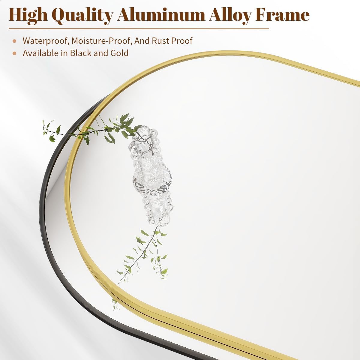 BEAUTYPEAK 32"x42" Arch Bathroom Mirror, Wall Mounted Vanity Metal Frame Mirror for Bedroom, Entryway, Living Room, Black