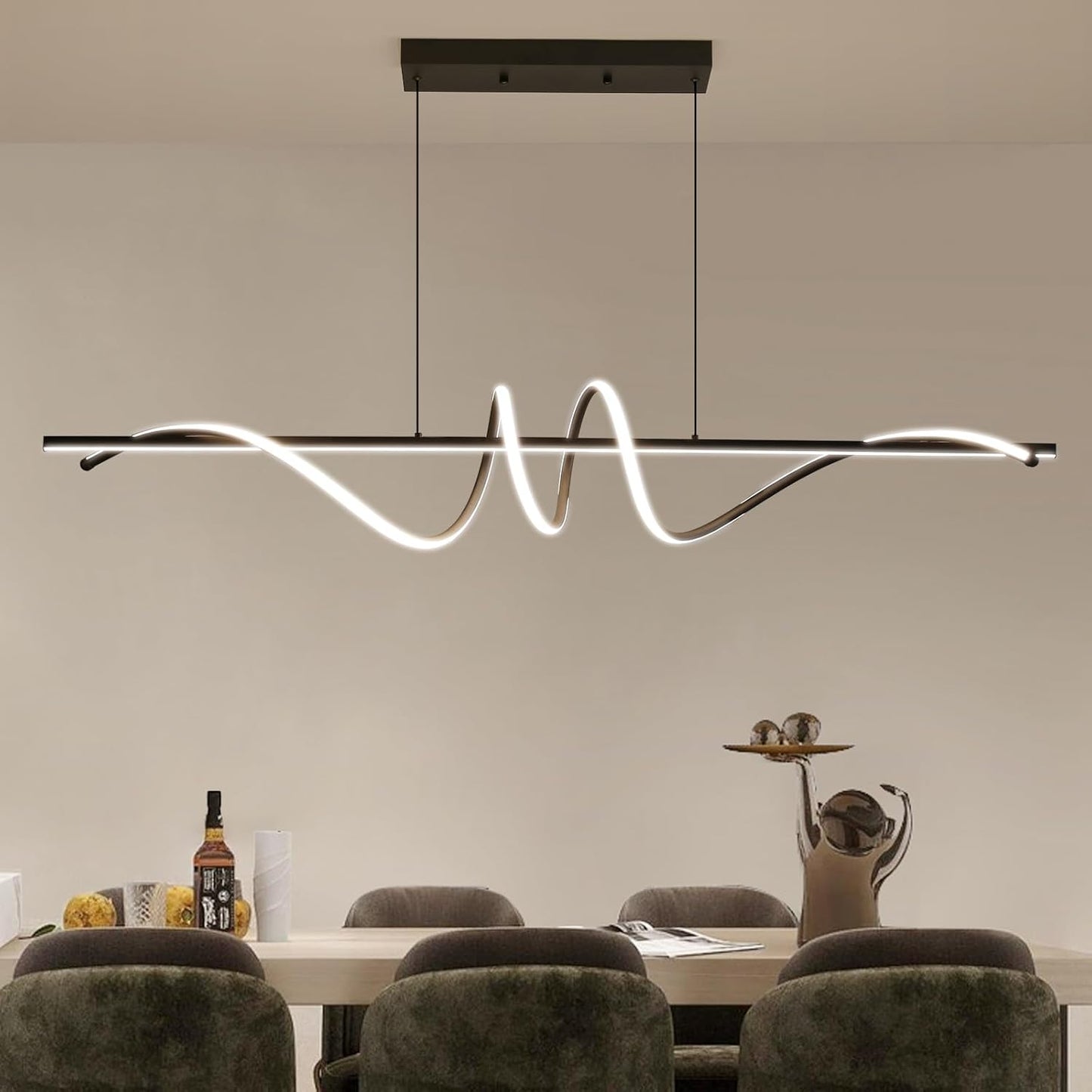 Modern Chandelier, Dimmable LED Pendant Light, Ring Chandelier for Living Room, Dining Room, Kitchen, Bedroom