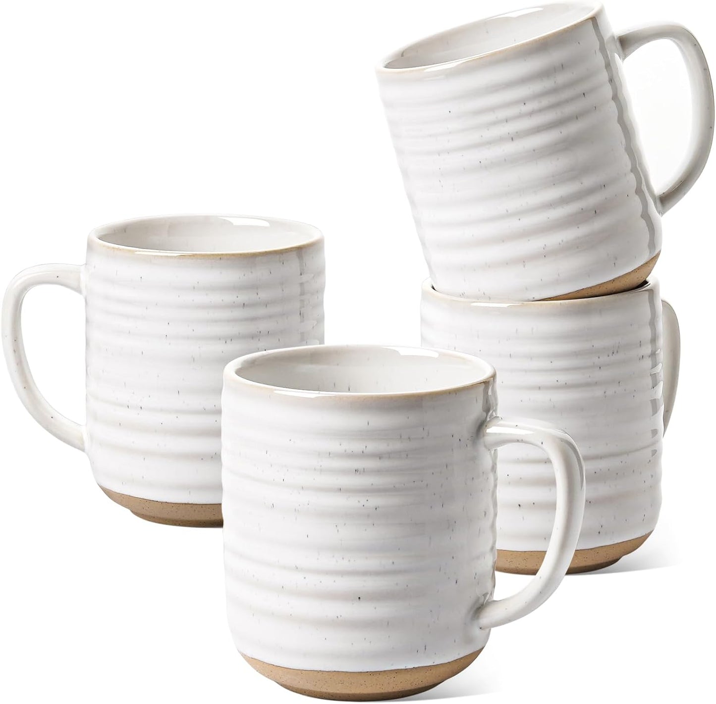 LE TAUCI Coffee Mugs 12 oz, Ceramic Mug Set, Housewarming Wedding Present, Coffee Cups for Latte, Hot Tea, Cappuccino, Mocha, Cocoa - Set of 4, Arctic White