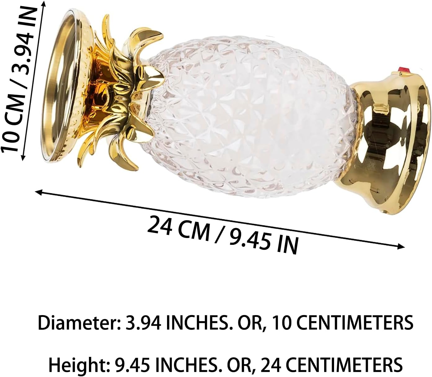 YAKii 9.5" Pineapple LED Color Changing Shine Lava Lamp,Swirling Water Waves Lamp Kid Safe Battery/USB Cable Operated,Table Lamp Candle Holder Table Decoration Gold(Pack of 2)