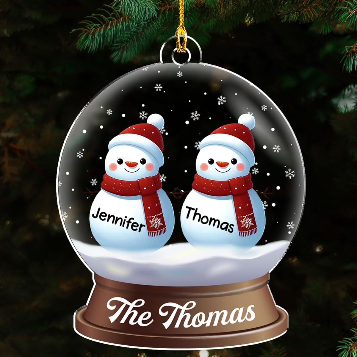 Personalized Family Christmas Acrylic Ornament 2024 - Custom Name Snowman Family Members up to 10 People, Snow Globe Ornament Gifts for Family Tree Decoration (A03, 10 Names)