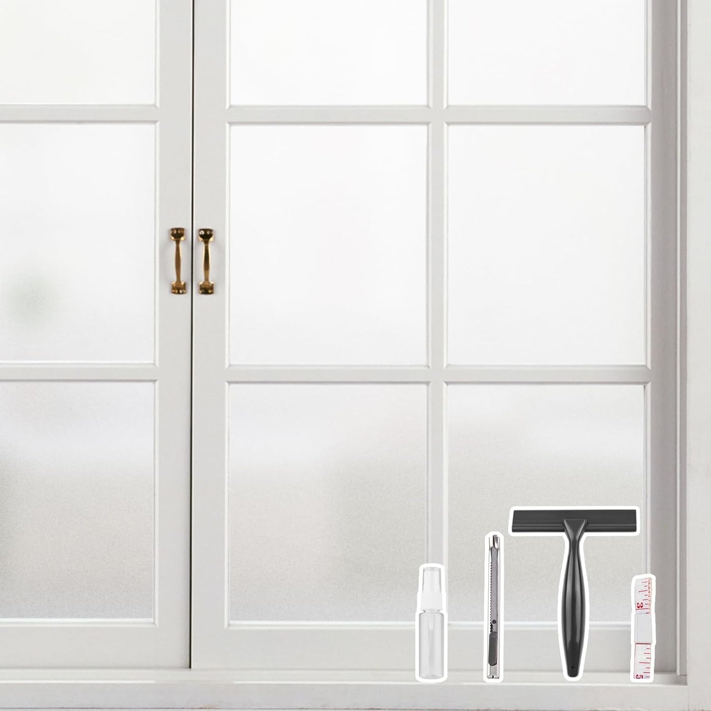 Kromapolis Window Privacy Film Frosted Glass Window Film, Heat Blocking Privacy Film for Glass Windows, Static Cling Non-Adhesive Frosting Window Stickers for Door Home (Frosted, 29.5 x 78.7 inch)