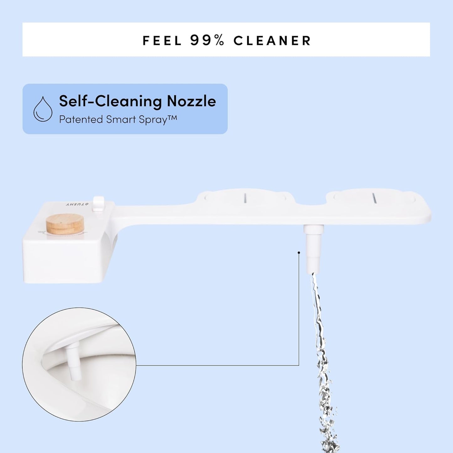 TUSHY Classic 3.0 Bidet Toilet Seat Attachment - A Non-Electric Self Cleaning Water Sprayer with Adjustable Water Pressure Nozzle, Angle Control & Easy Home Installation (White/Gunmetal)