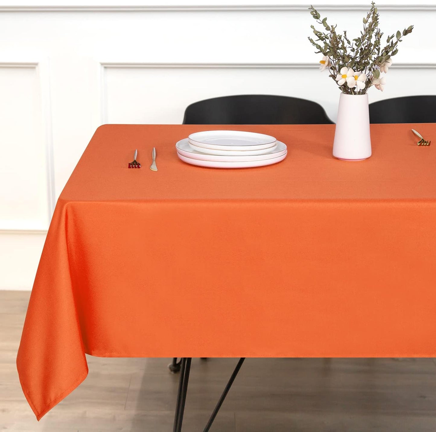 sancua Square Tablecloth - 70 x 70 Inch - Stain and Wrinkle Resistant Washable Polyester Table Cloth, Decorative Fabric Table Cover for Dining Tables, Buffet Parties and Camping, Orange