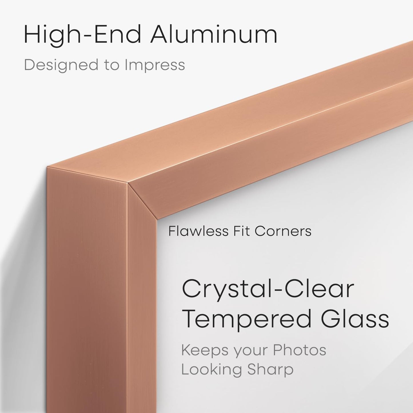 Homeforia Rose Gold 6x8 Picture Frame, High End Metal 6 x 8 Frames with Mat 5 x 7 for Print, 6by8 Desk Frame Matted to 5x7 inch Photo, 6 by 8 Wall or Tabletop Frame, Tempered Glass, Wall Kit, Set of 1